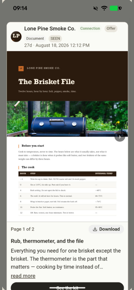 A Lone Pine Smoke Co. offer with a two-page downloadable document, The Brisket File